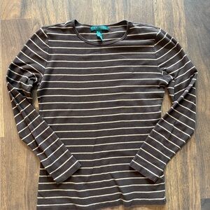 Ralph Lauren Brown Striped Long Sleeve Shirt women’s size medium